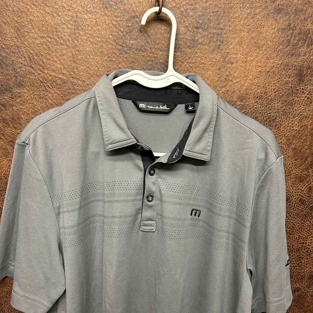 Travis Mathew Gray Golf Polo Embroidered Logo On Chest